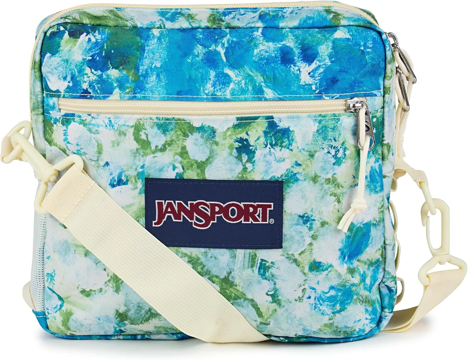 JanSport Central Adaptive Accessory Bag – Wheelchair & Walker Compatible, Versatile Carry Options, Tuck-Away Adjustable Loops, SaniStash Pocket for Easy Access, Mia Brown White Flowers