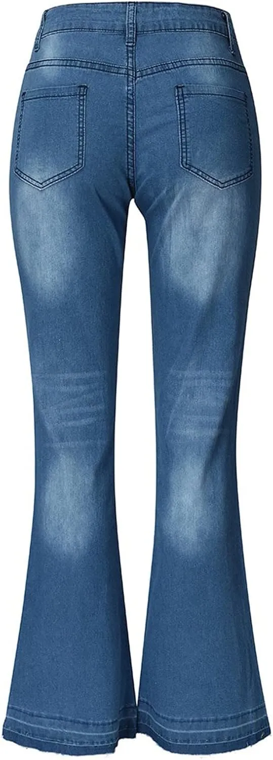 Jeans for Women Trendy Women's Sexy Skinny Flare Jeans Low Waist Stretch Button Comfortable Denim Pants with Pocket