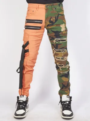 Jeans - Split Straps & Stones - Camo & Orange