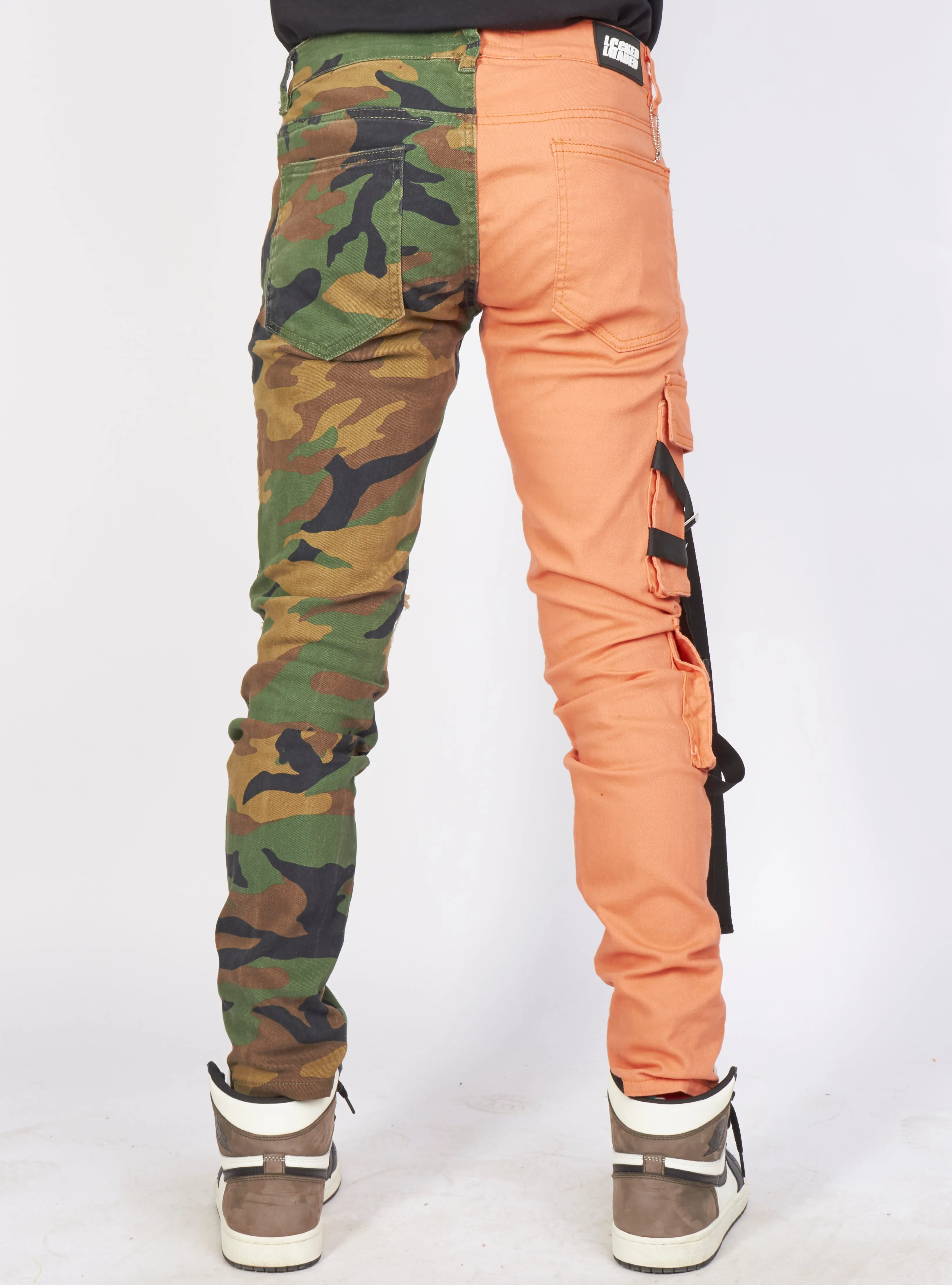 Jeans - Split Straps & Stones - Camo & Orange