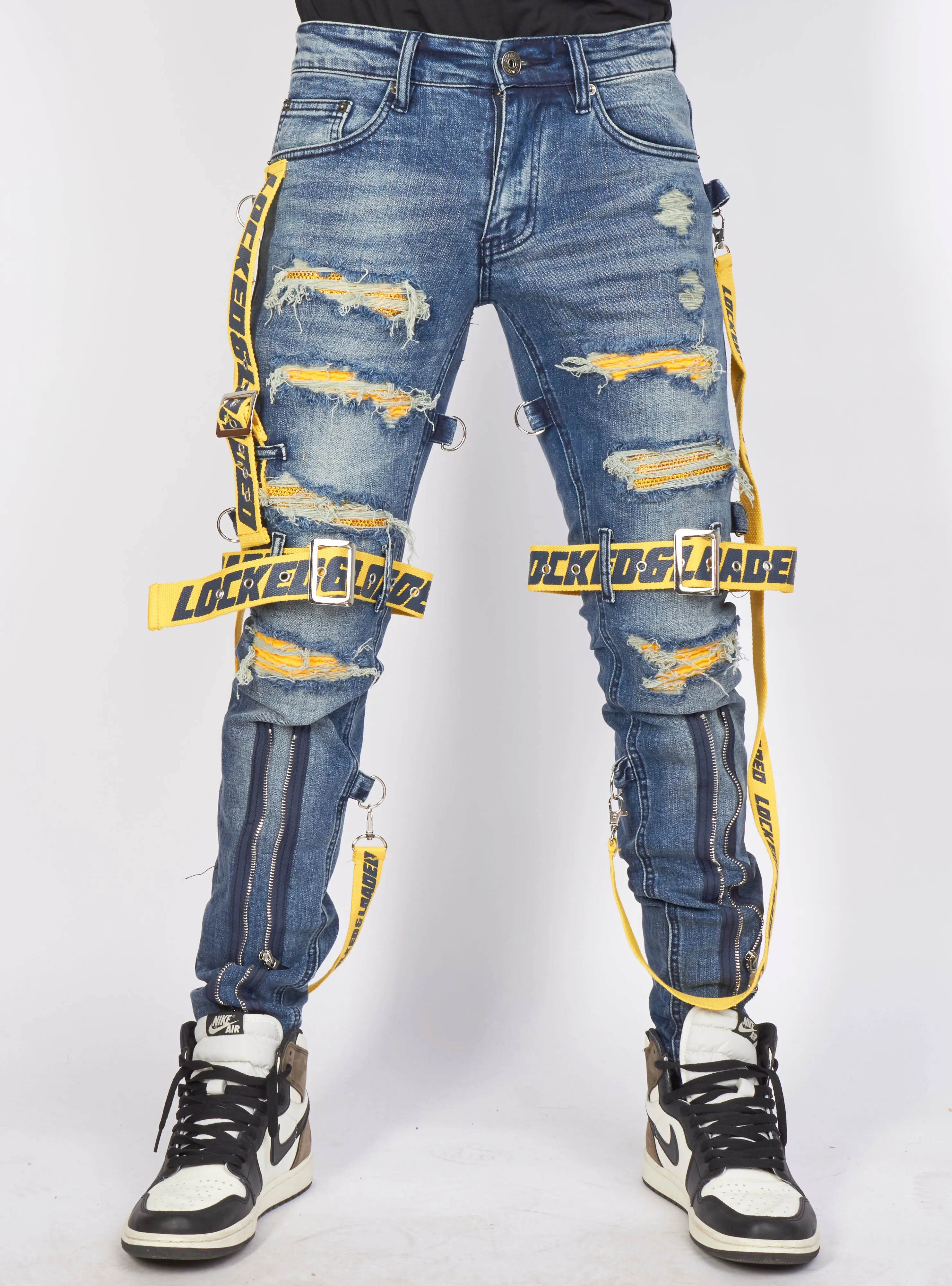 Jeans - Straps & Stones - Blue & Yellow