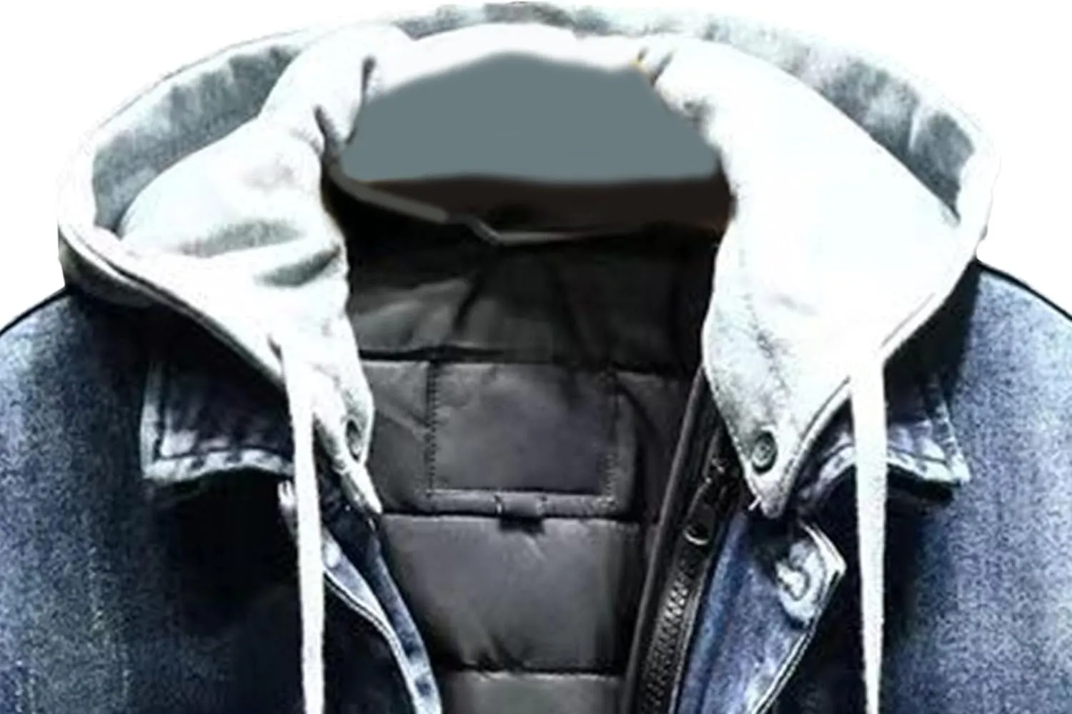 JEKE-DG Men's Distressed Denim Hoodie Jacket Button Up Washed Casual Jean Coat Long Sleeve Trucker Hooded Jackets
