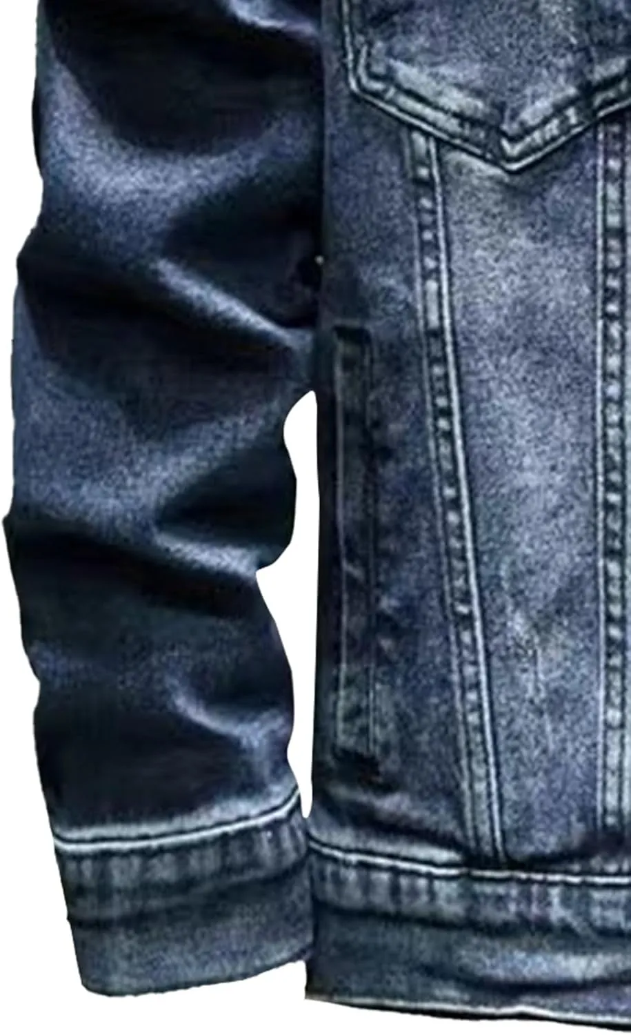JEKE-DG Men's Distressed Denim Hoodie Jacket Button Up Washed Casual Jean Coat Long Sleeve Trucker Hooded Jackets