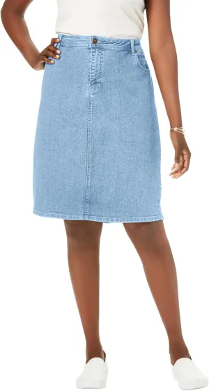 Jessica London Women's Plus Size True Fit A-line Denim Short Mini Skirt