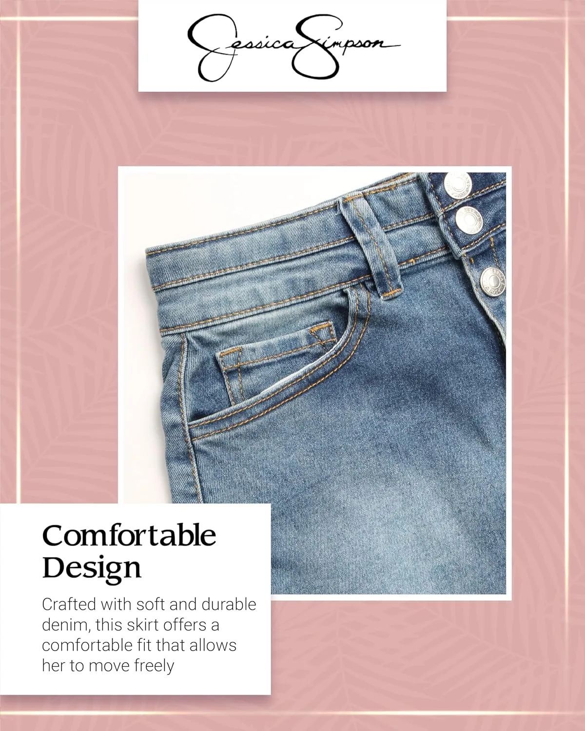 Jessica Simpson Girls' Skirt - Denim Skirt with Pockets - Distressed Jeans Skirt for Girls (4-16)