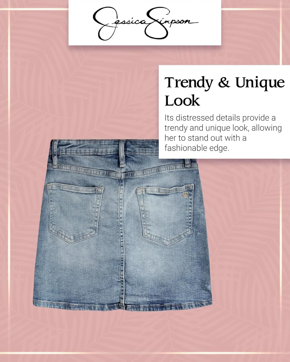Jessica Simpson Girls' Skirt - Denim Skirt with Pockets - Distressed Jeans Skirt for Girls (4-16)