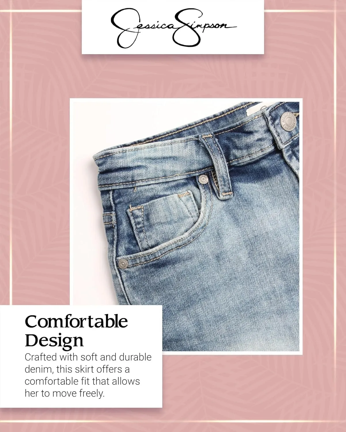 Jessica Simpson Girls' Skirt - Denim Skirt with Pockets - Distressed Jeans Skirt for Girls (4-16)