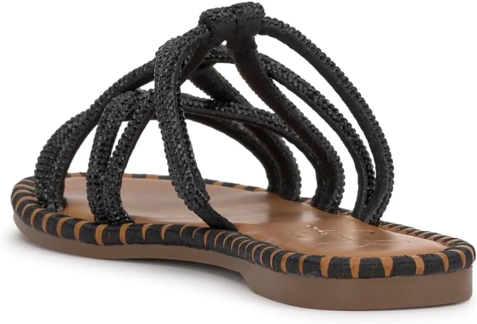 Jessica Simpson Womens Embellished Faux Leather Slide Sandals
