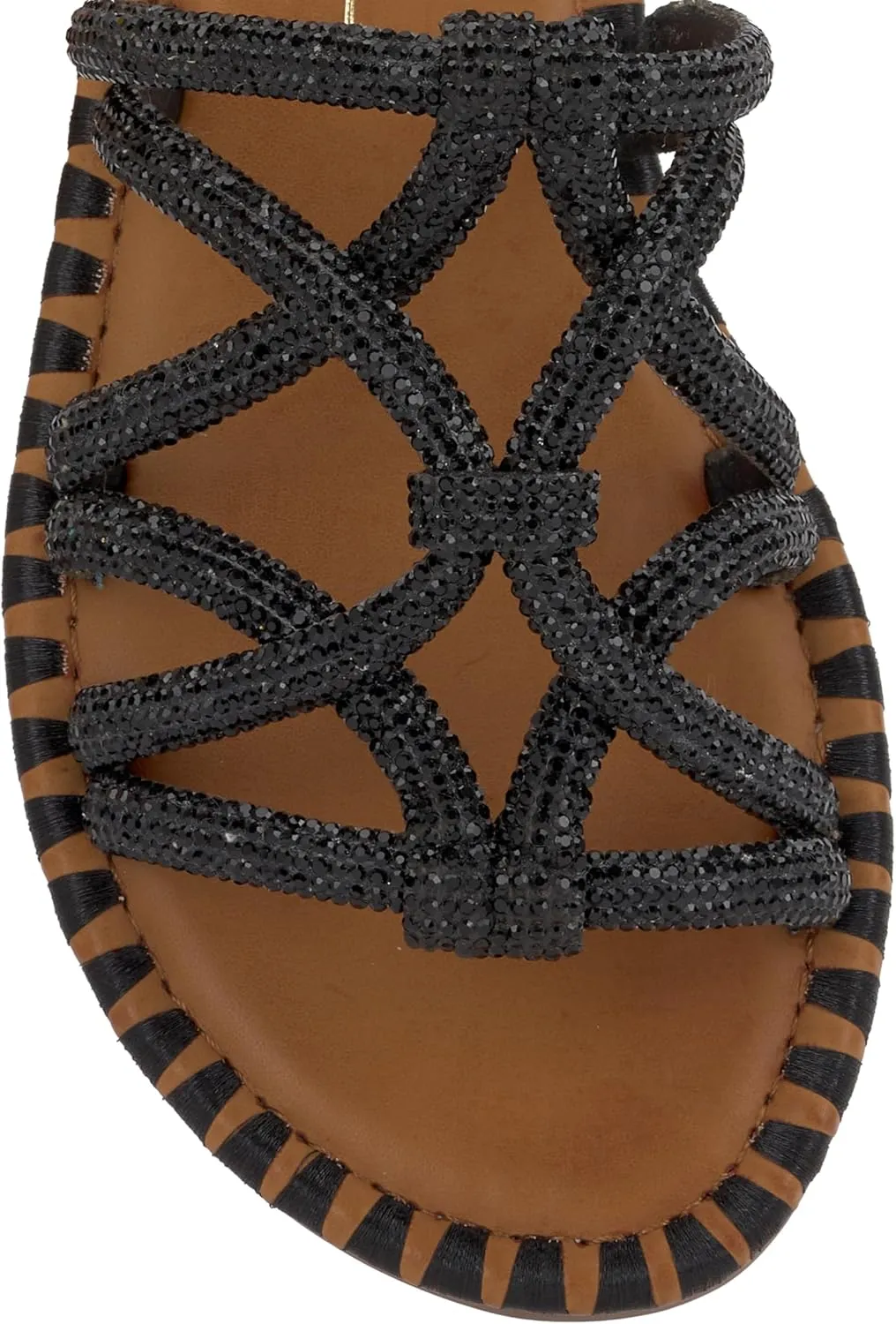 Jessica Simpson Womens Embellished Faux Leather Slide Sandals