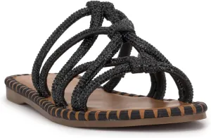 Jessica Simpson Womens Embellished Faux Leather Slide Sandals