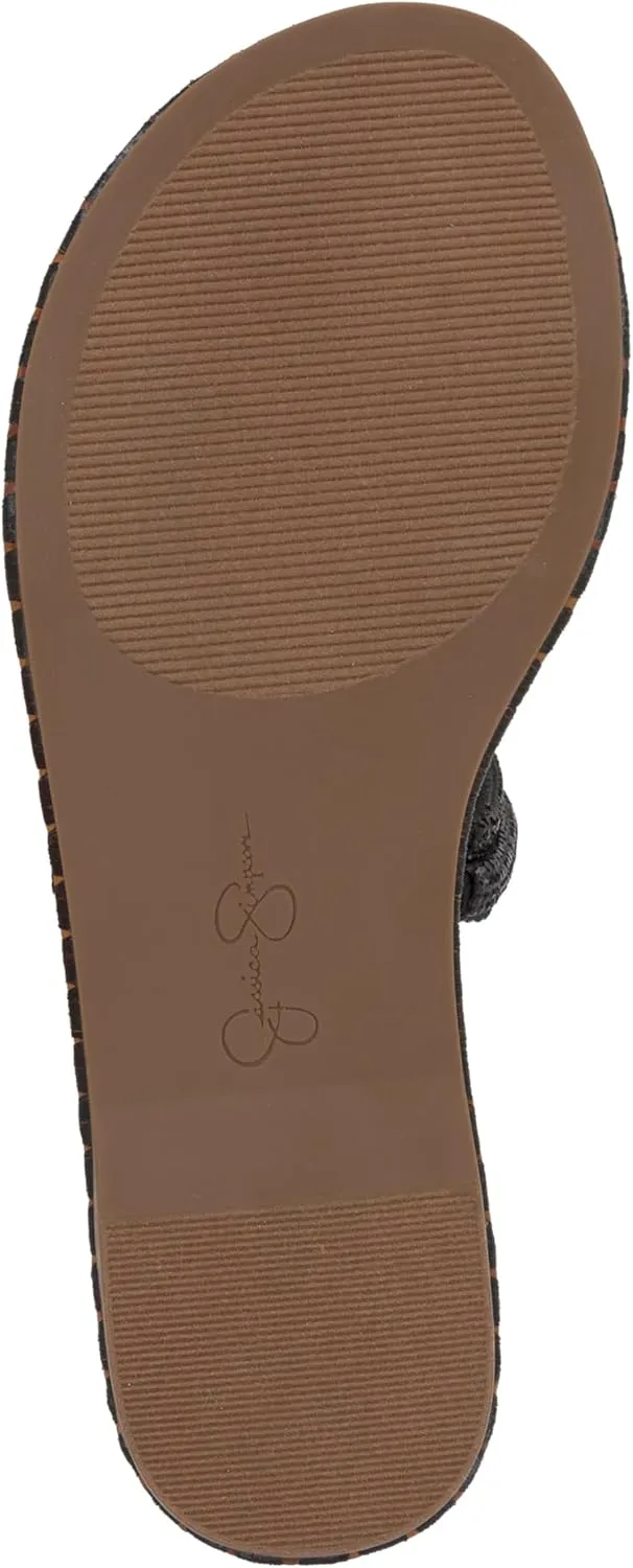 Jessica Simpson Womens Embellished Faux Leather Slide Sandals