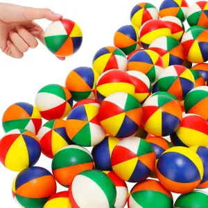 Jexine 100PCS Mini Beach Stress Balls Bulk 2.5" Rainbow Squeeze Mini Pool Balls Beach Stress Relief Toys for Girl Boy Birthday Summer Hawaiian Water Games Party Favor(Vibrant Color)