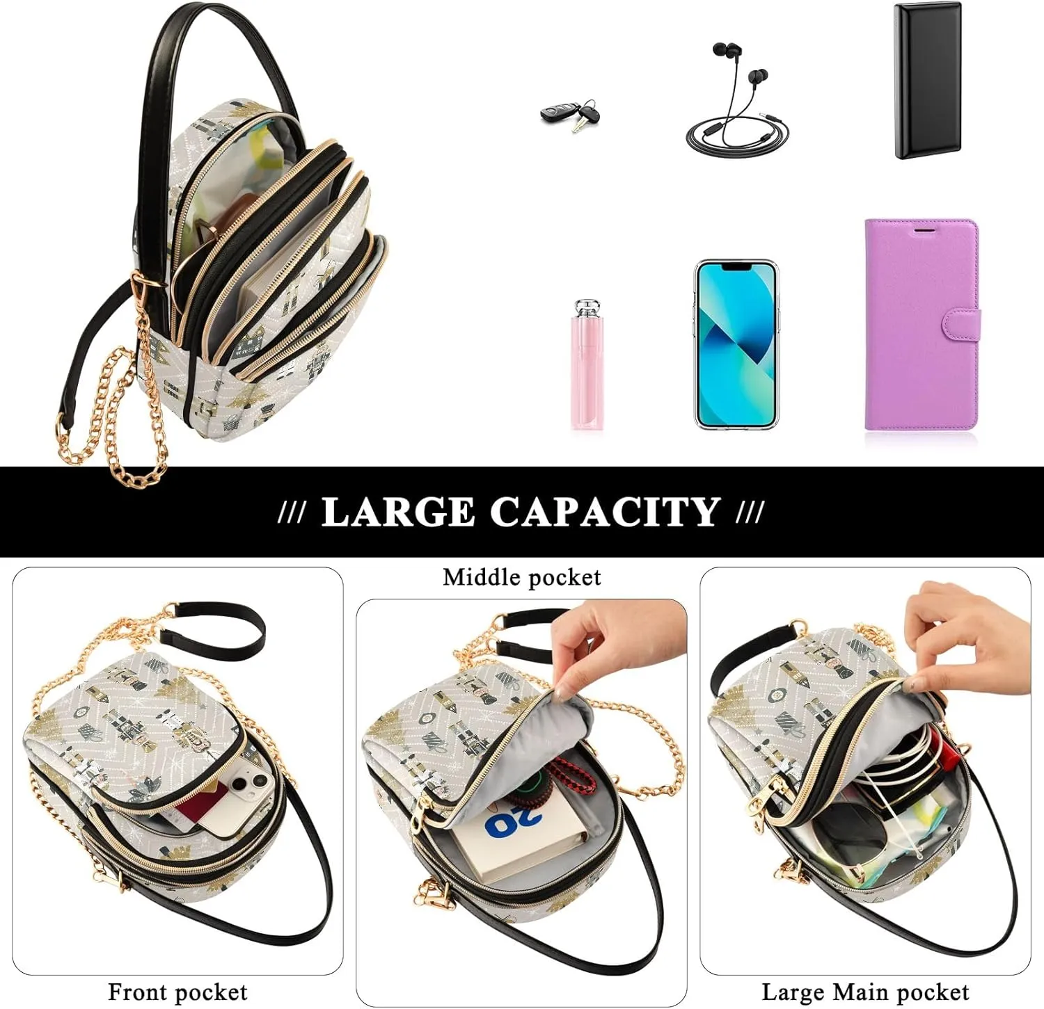 Joisal Bright Gradient Stars Anti Theft Crossbody Bag, Handbag for Women Trendy Small Sling Bag for Women
