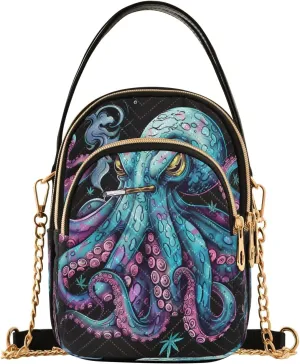Joisal Cartoon Astronaut and Alien Purses for Women Crossbody Bag Triple Zip Handbag for Women, Cell Phone Purse Crossbody