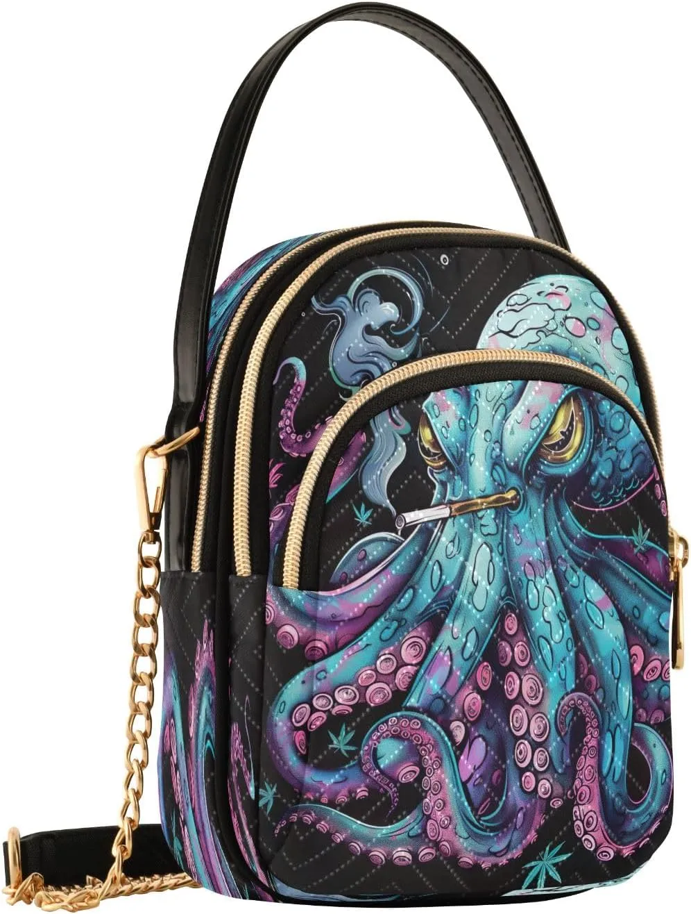 Joisal Cartoon Astronaut and Alien Purses for Women Crossbody Bag Triple Zip Handbag for Women, Cell Phone Purse Crossbody