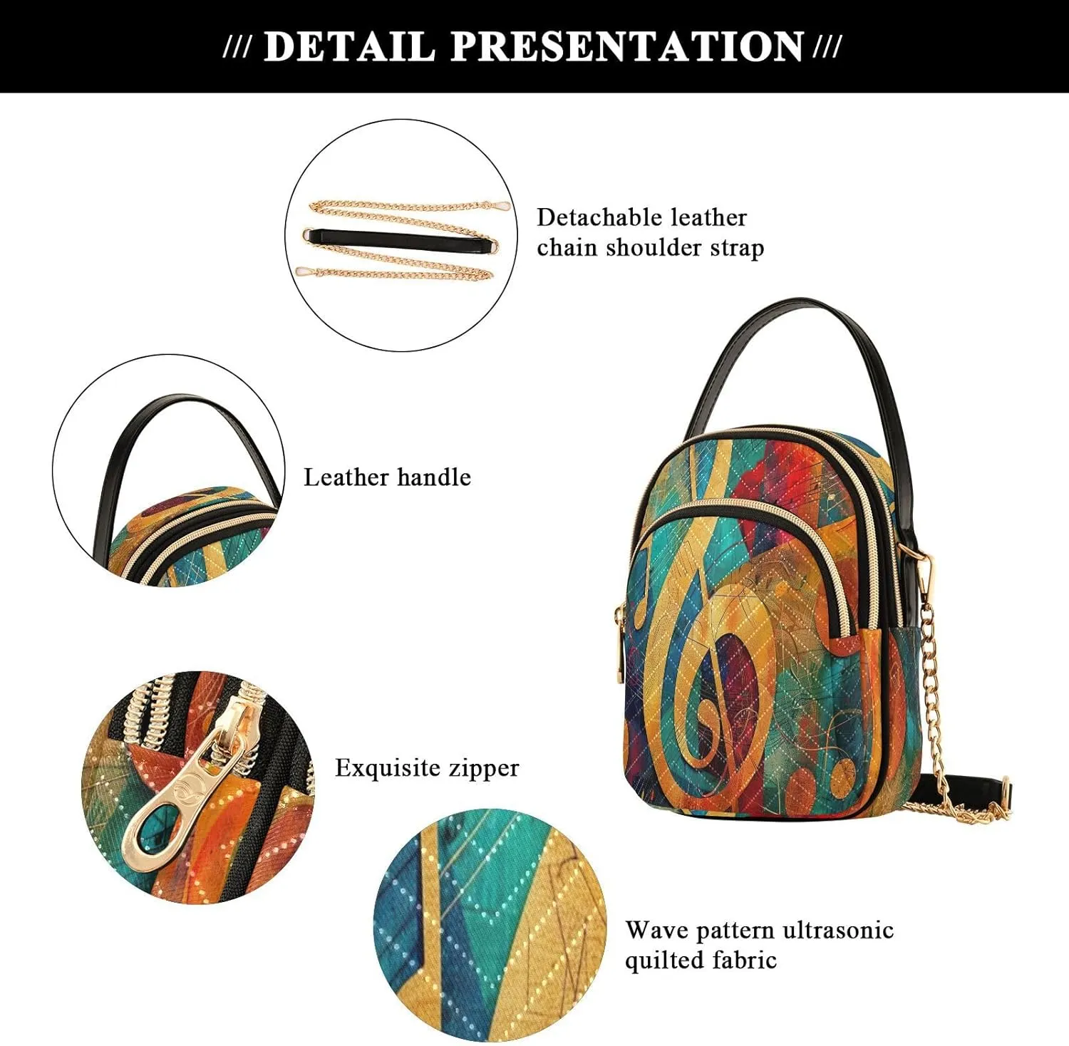 Joisal Starry Night Village Crossbody Bags, Women's Purses and Handbags Triple Zip Women Shoulder Bag