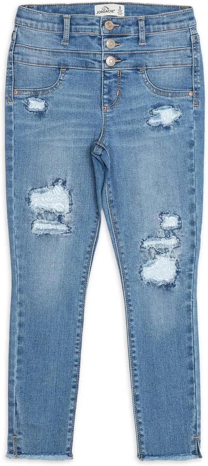 Jordache Girls Distressed Super Skinny Ankle Jeans (Medium Enzyme) (8)