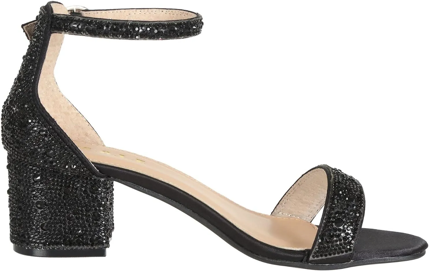 J's.o.l.e Women's Fashion Ankle Strap Rhinestone Block Heeled Sandals Party Evening Prom Bridal Shoes