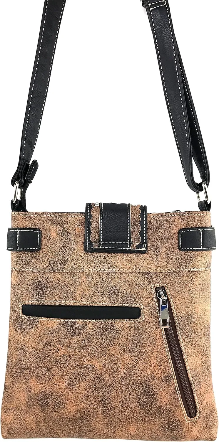 Justin West Concealed Carry Floral Embroidery Rhinestone Berry Concho Stud Purse