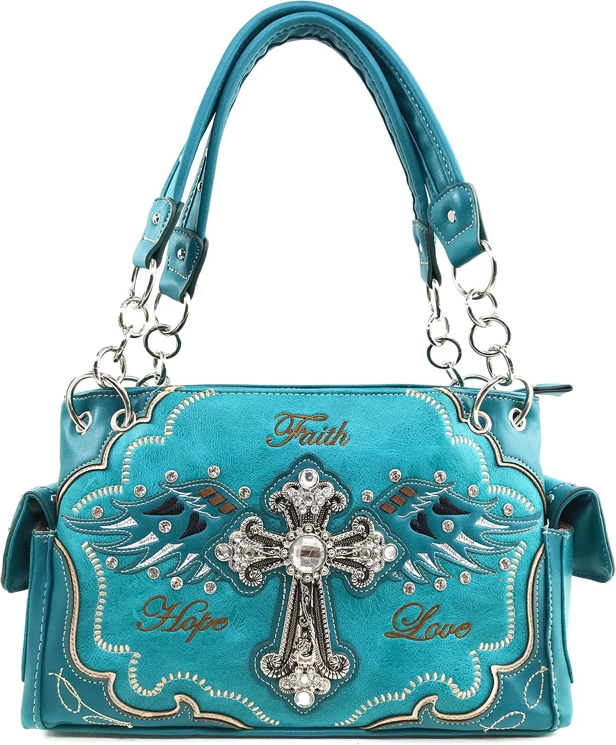 Justin West Cross Angel Wings Concealed Carry Handbag Purse