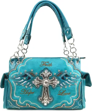 Justin West Cross Angel Wings Concealed Carry Handbag Purse