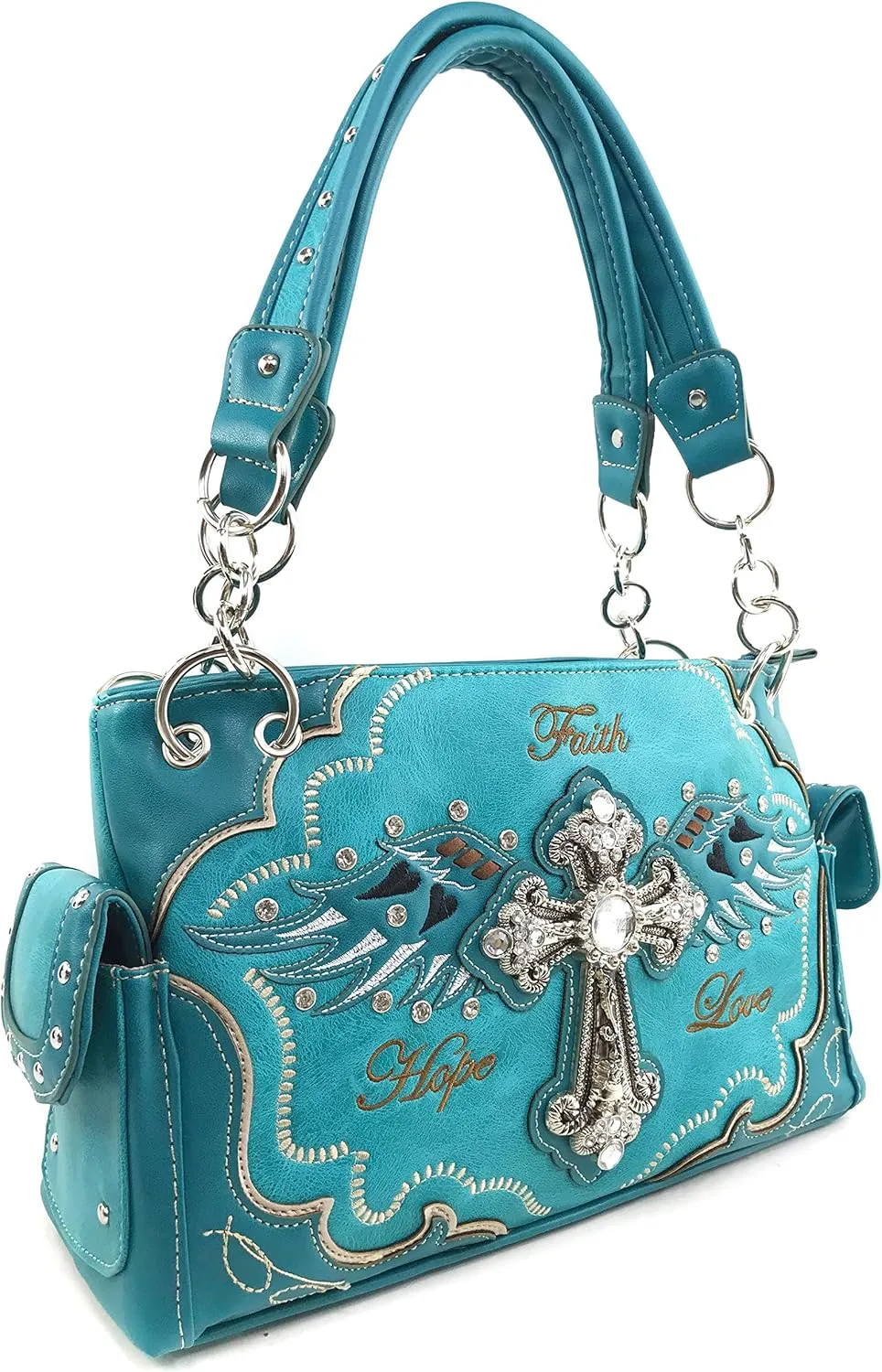 Justin West Cross Angel Wings Concealed Carry Handbag Purse