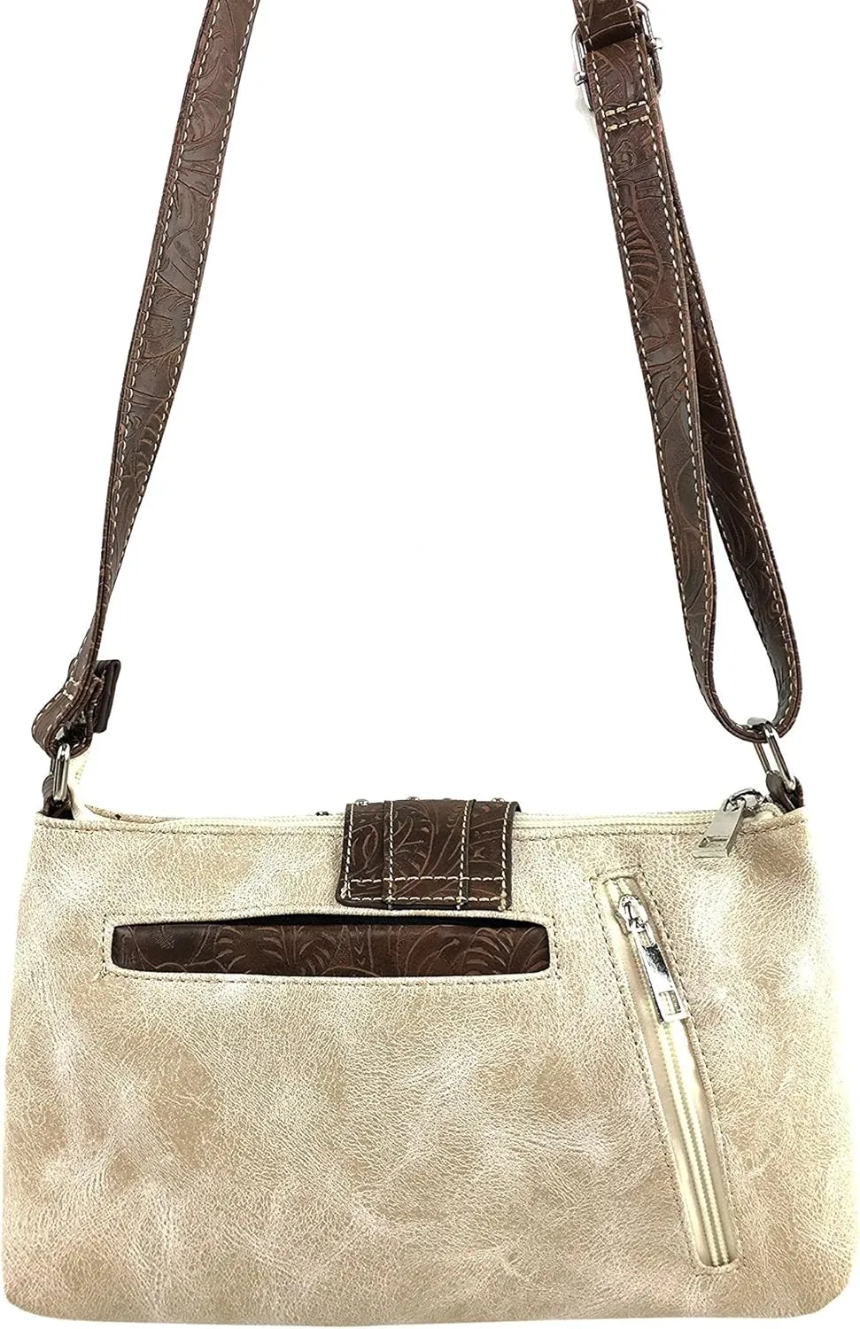 Justin West Floral Leather Turquoise Concho Rhinestone Messenger Bag Crossbody
