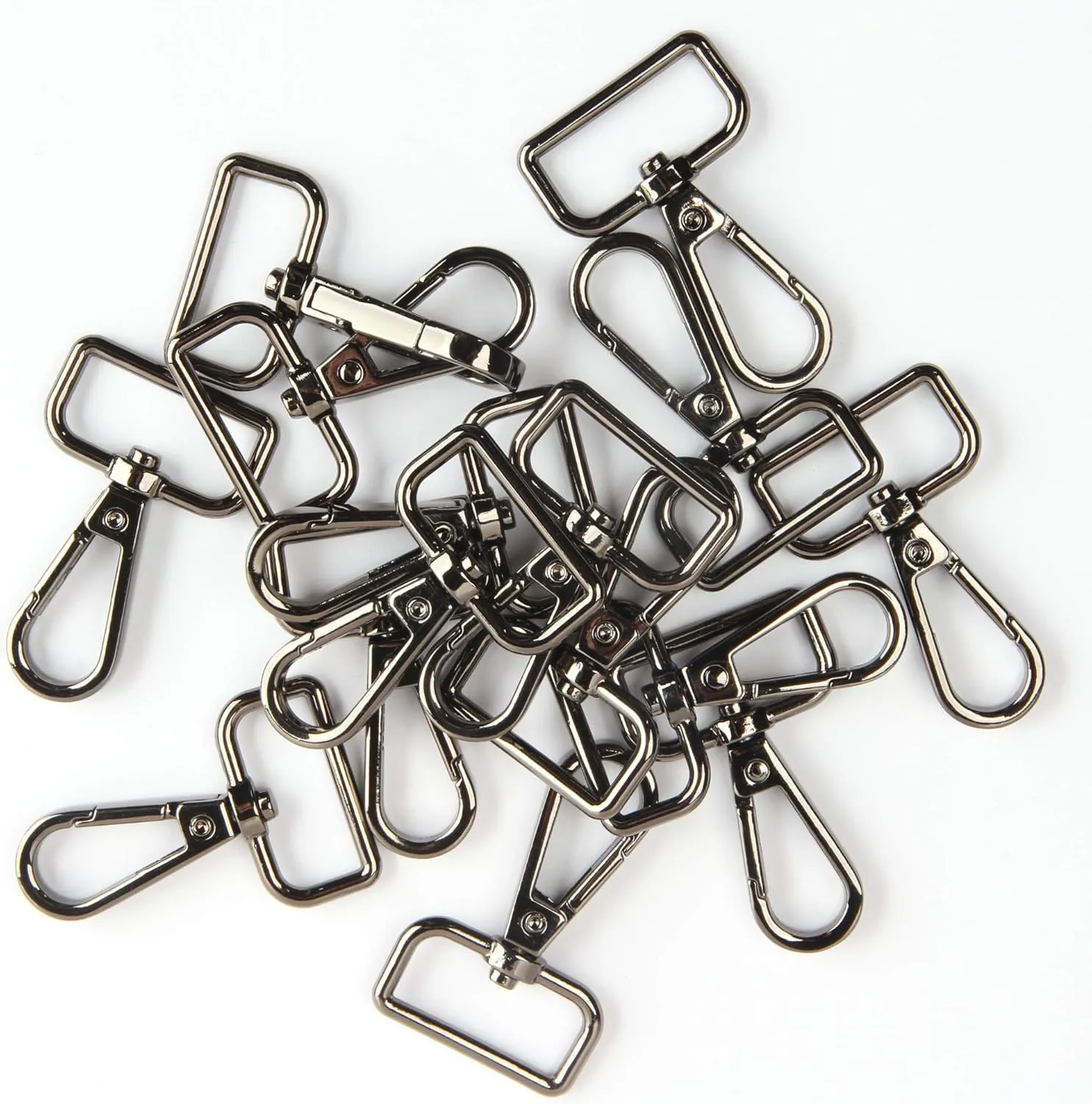 JWBIZ 15 Pcs D Ring Swivel Lobster Claw Clasp, Push Gate Snap Hooks Trigger Clips(Gun Black, 1 inch)