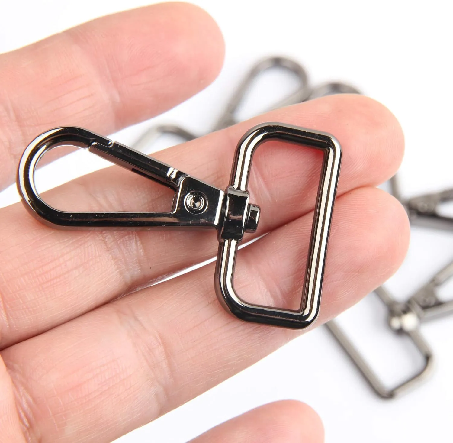 JWBIZ 15 Pcs D Ring Swivel Lobster Claw Clasp, Push Gate Snap Hooks Trigger Clips(Gun Black, 1 inch)