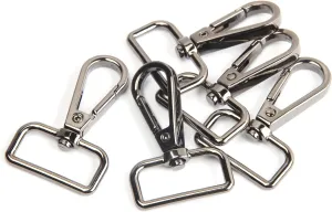 JWBIZ 15 Pcs D Ring Swivel Lobster Claw Clasp, Push Gate Snap Hooks Trigger Clips(Gun Black, 1 inch)