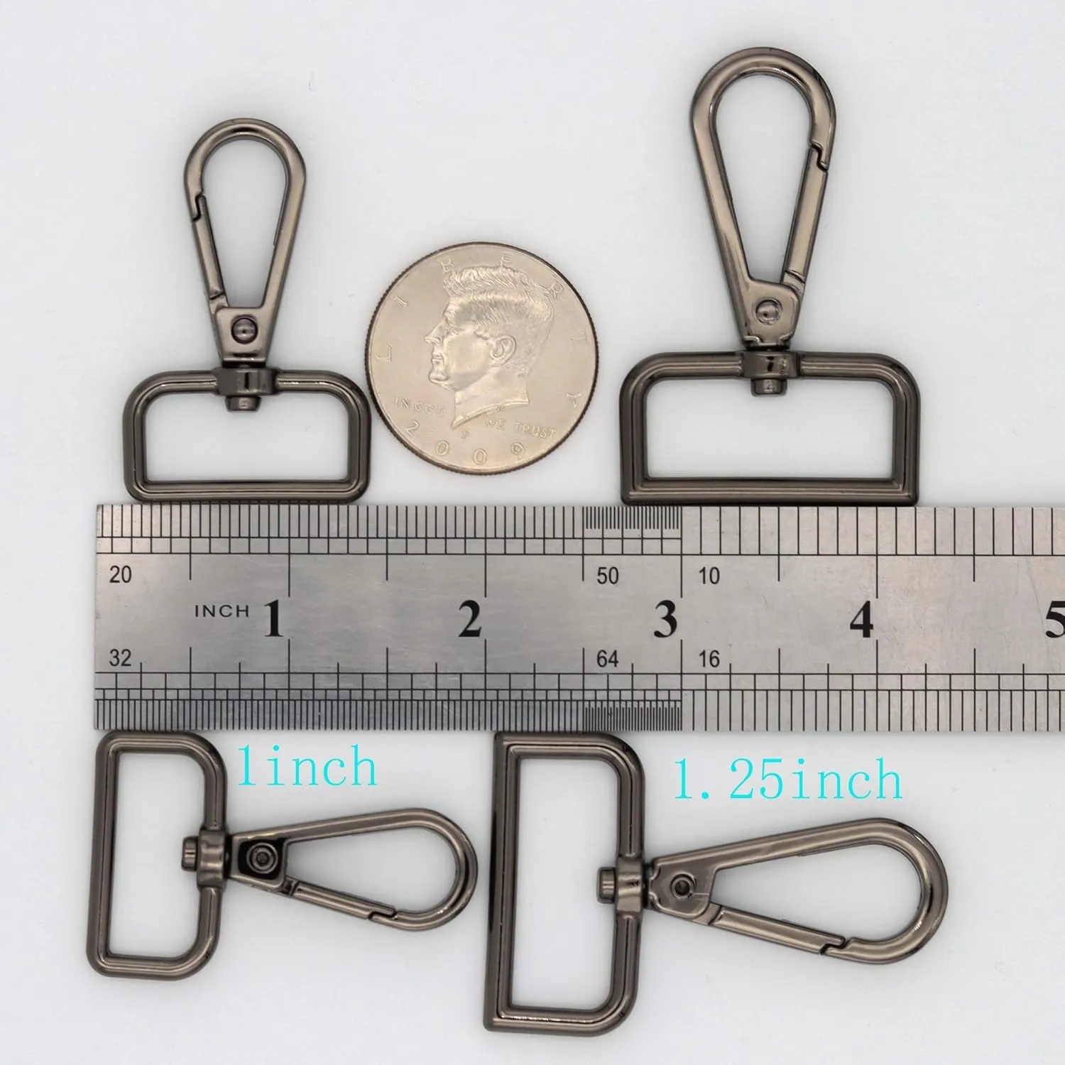 JWBIZ 15 Pcs D Ring Swivel Lobster Claw Clasp, Push Gate Snap Hooks Trigger Clips(Gun Black, 1 inch)