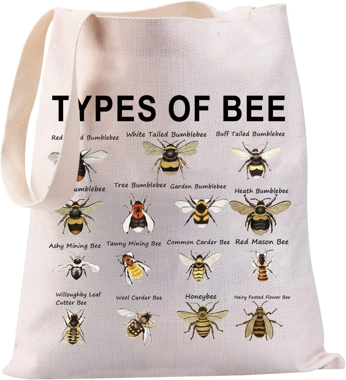 JYTAPP Bee Tote Bag Bee Lover Gifts Bee Knowledge Canvas Tote Bag Bumble Honey Bee Theme Shoulder Bag Beekeeper Gift