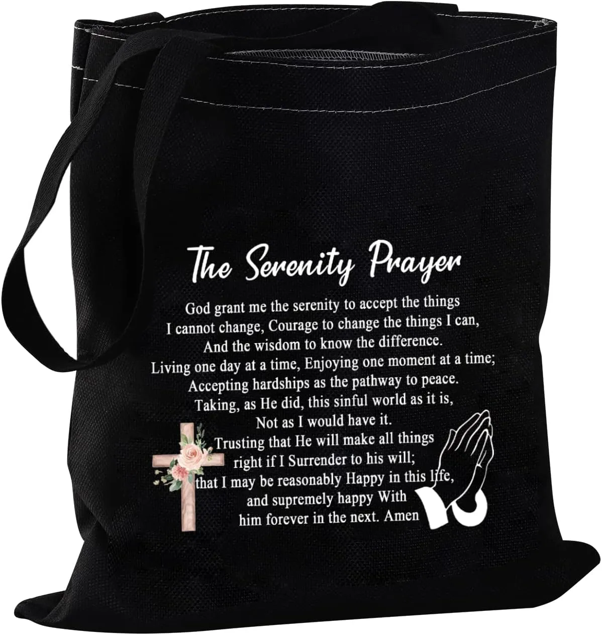 JYTAPP Christian Tote Bag Serenity Prayer Gift Sobriety Recovery Gifts Canvas Tote Bag for Women Addiction Recovery Gifts