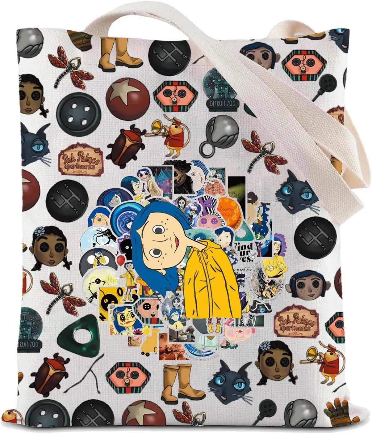JYTAPP Horror Movie Characters Tote Bag The Door Secret Lover Fans Gift Party Favor Gift Bags Cartoon Fans Cosplay (Beige)
