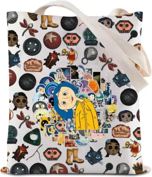 JYTAPP Horror Movie Characters Tote Bag The Door Secret Lover Fans Gift Party Favor Gift Bags Cartoon Fans Cosplay (Beige)