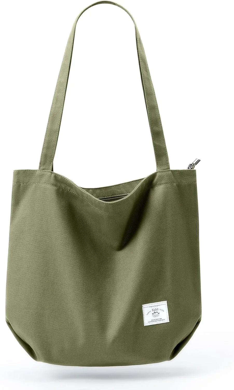 KALIDI Canvas Tote Bag for Women Large Shoulder Bag Canvas Hobo Handbags Purse with Zipper Pockets Green Work Bag