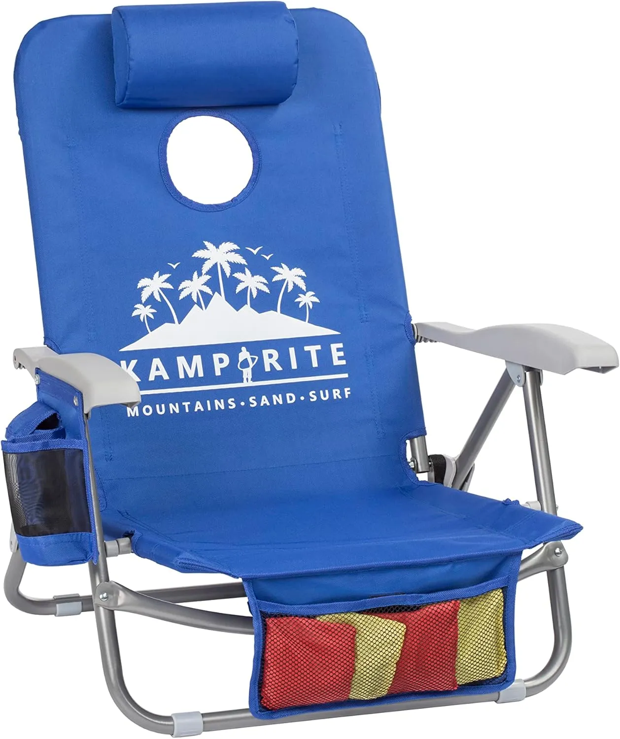 Kamp-Rite Beach Chair Cornhole Combination Game SAC-IT-UP Backpack Beach Chair Beach Camping Tailgating Game Chair Multi Functional 8 positstion