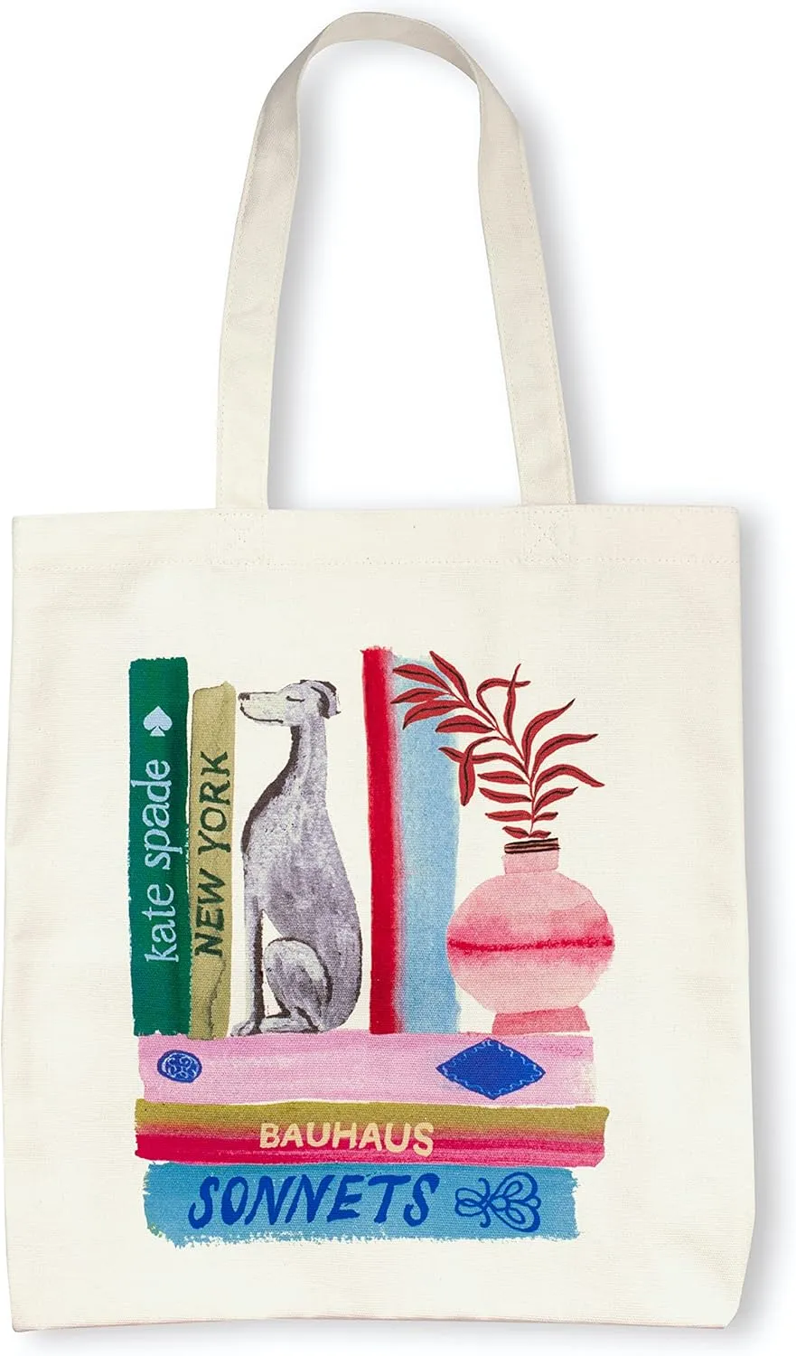 kate spade new york Canvas Tote Bag for Women, Cute Tote Bag for Teacher, Canvas Beach Bag, Book Tote with Pocket, Bookshelf