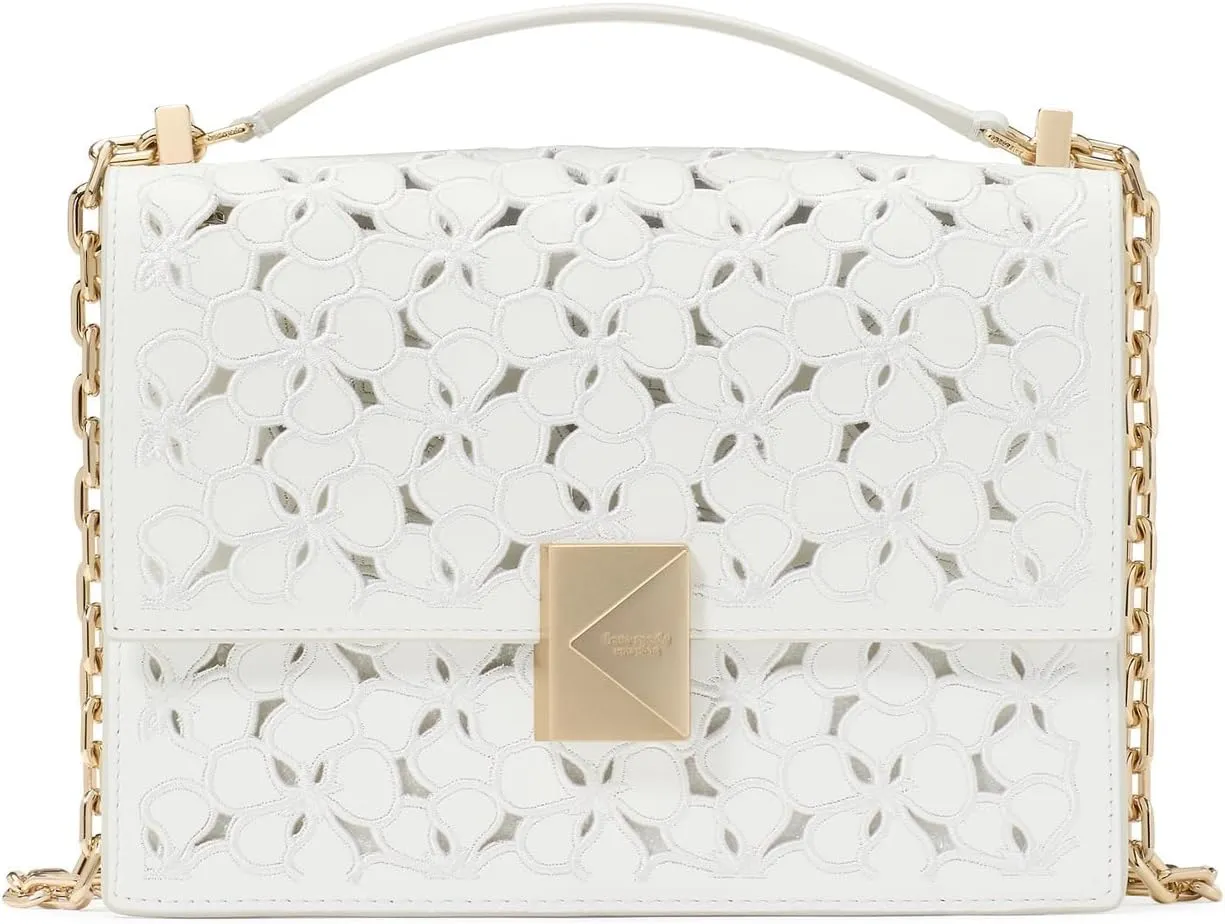 kate spade new york Deco Eyelet Leather Chain Shoulder, True White