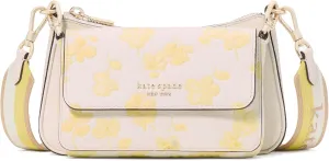 kate spade new york Double UP Spring Pansies Embossed Pebbled Leather Crossbody, Yuzu Jam Multi