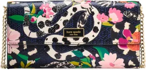 kate spade new york Sammy Snake Embossed Smooth Leather Flap Chain Crossbody, Black Multi