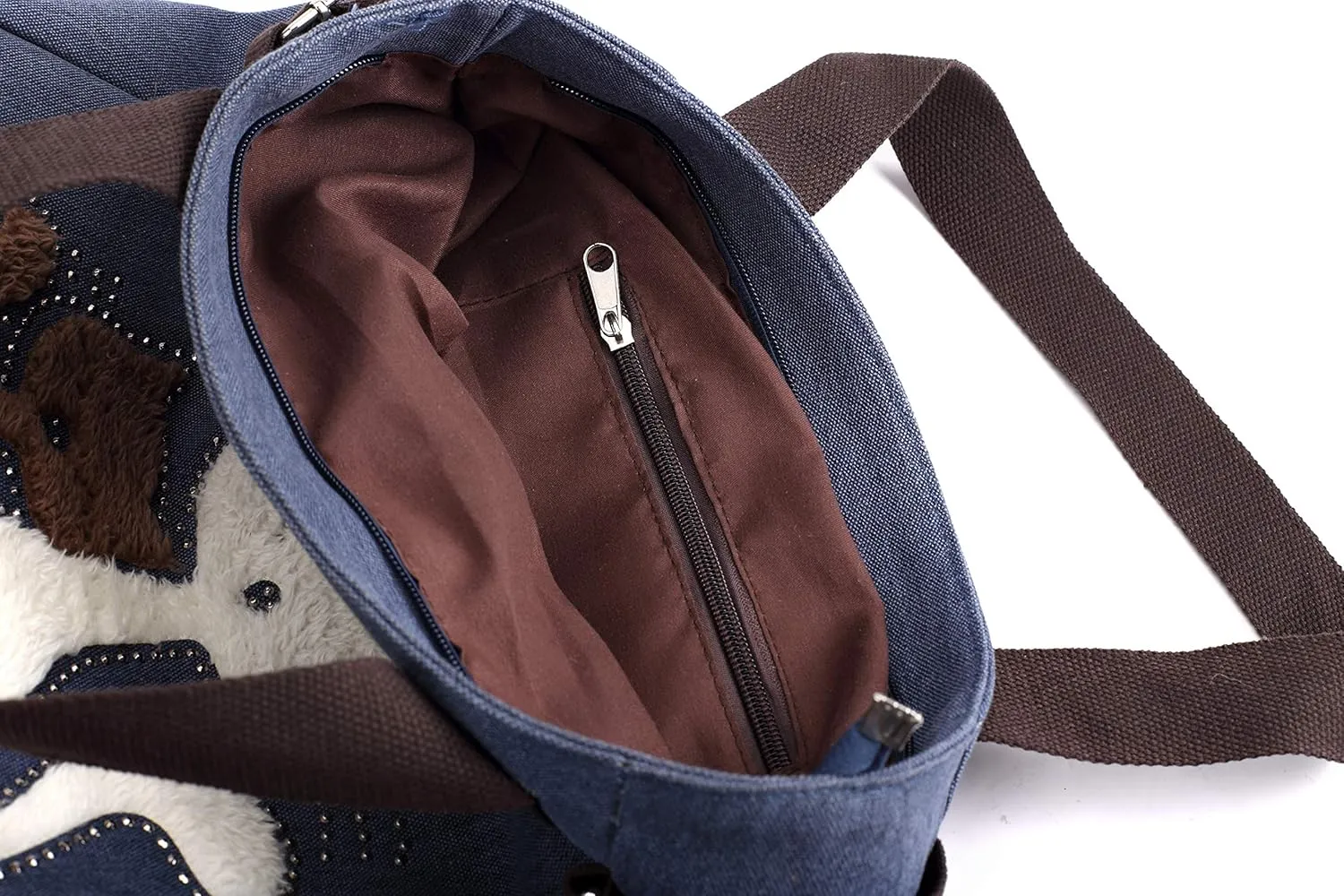 KAUKKO Women Canvas Handbag Shoulder Bag Cat Big Tote Bag(093-BLUE)