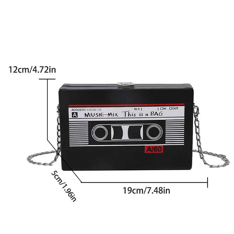 Kawaii Retro Tape Radio Shoulder Bag 🎶✨ | Adorable Square Crossbody for Trendy Vibes 💖