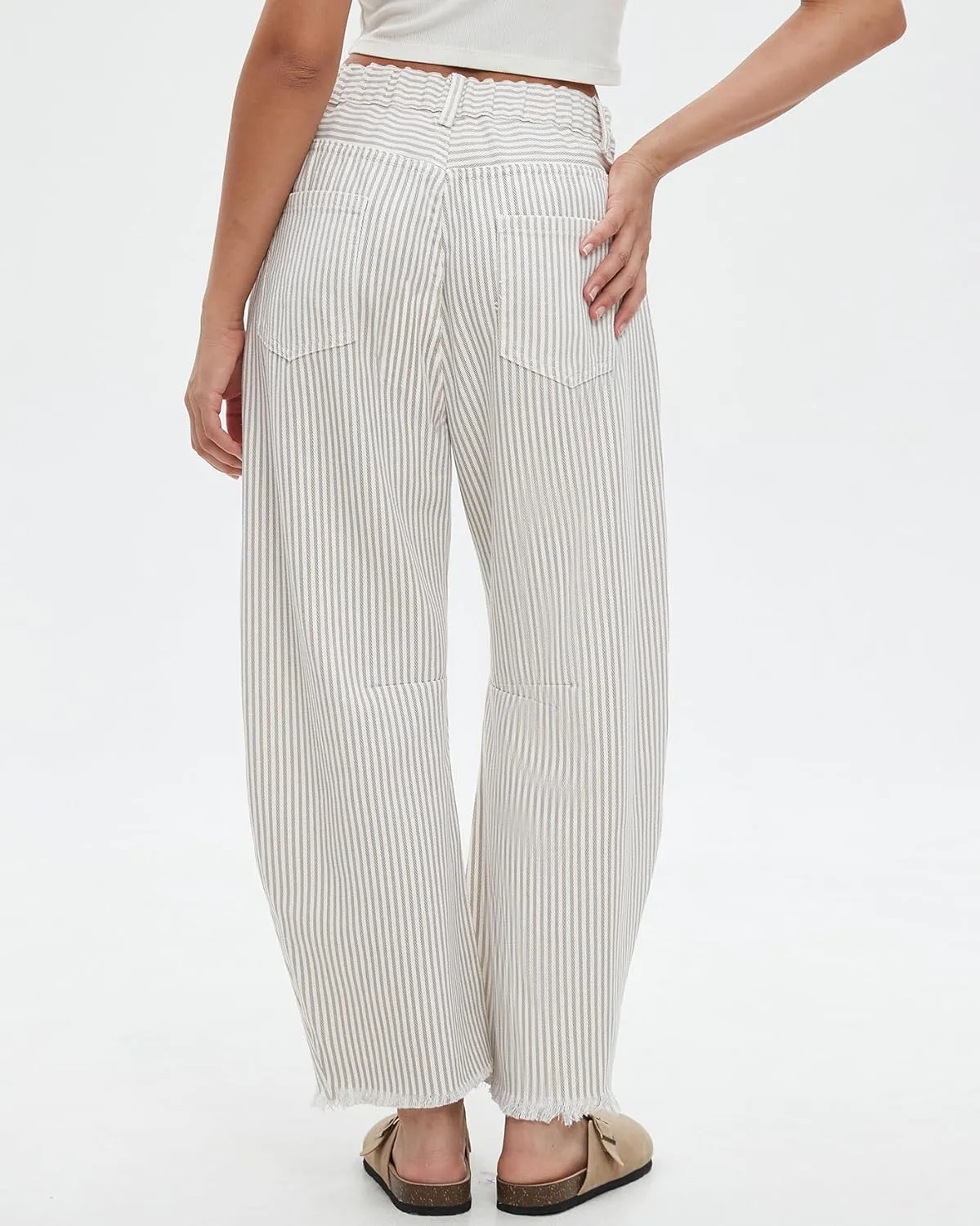 Kedera Women Stripe Barrel Jeans Casual Loose Denim Jeans Wide Leg Baggy Pants Mid Waist Boyfriend Jeans Y2k