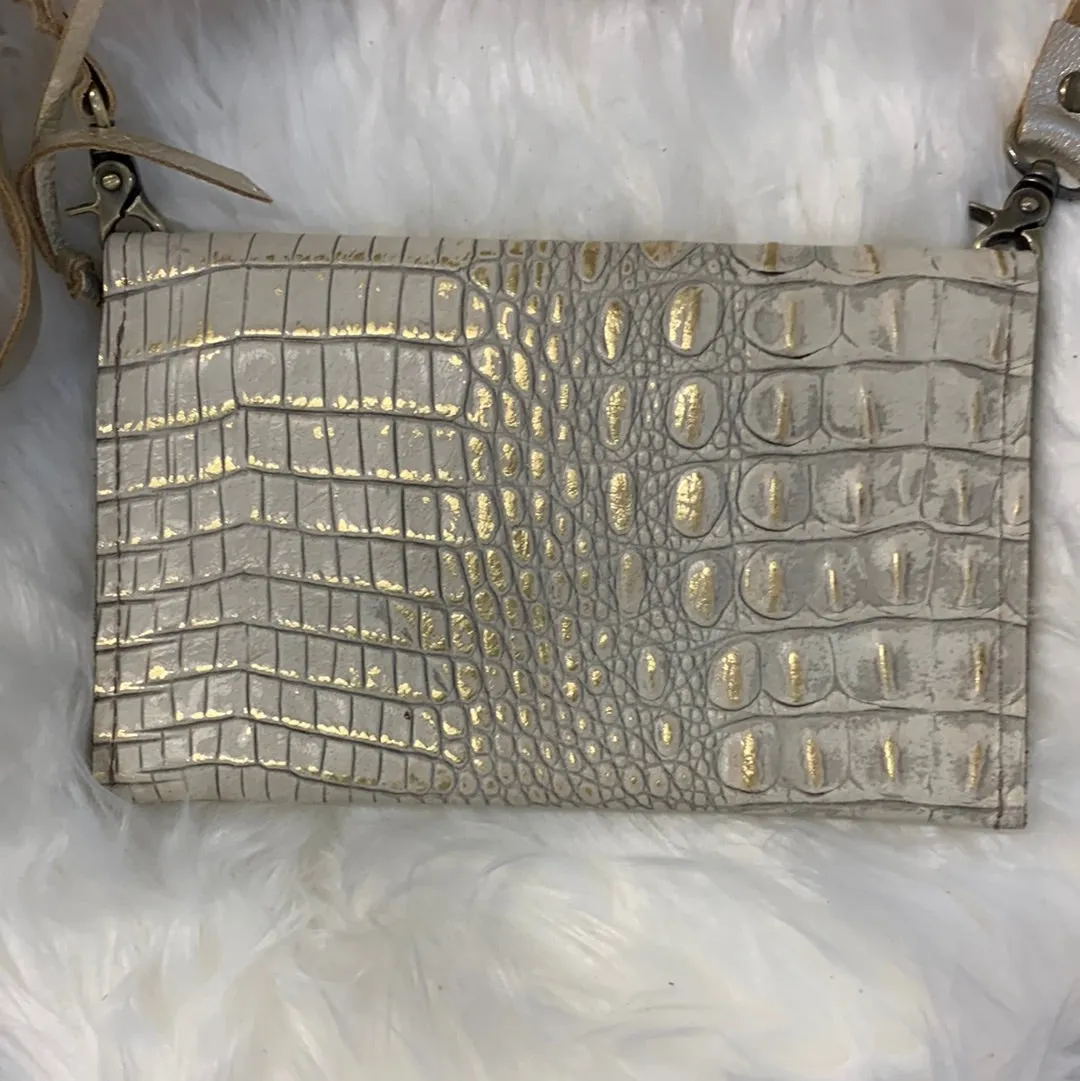 Keep It Gypsy Jordan Gold Distressed Crocodile Crossbody