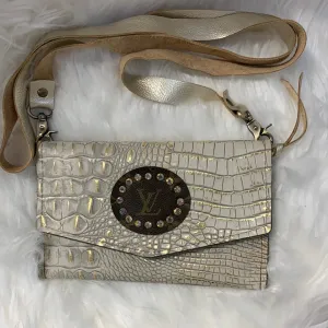 Keep It Gypsy Jordan Gold Distressed Crocodile Crossbody