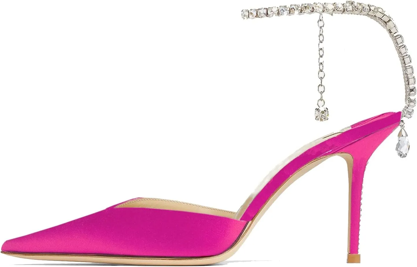 keleimusi Women's Heeled Sandals Crystal-Embellished Ankle Strap Pumps Rhinestone Heels Wedding Bridal Dress Shoes Stiletto Heels for Women