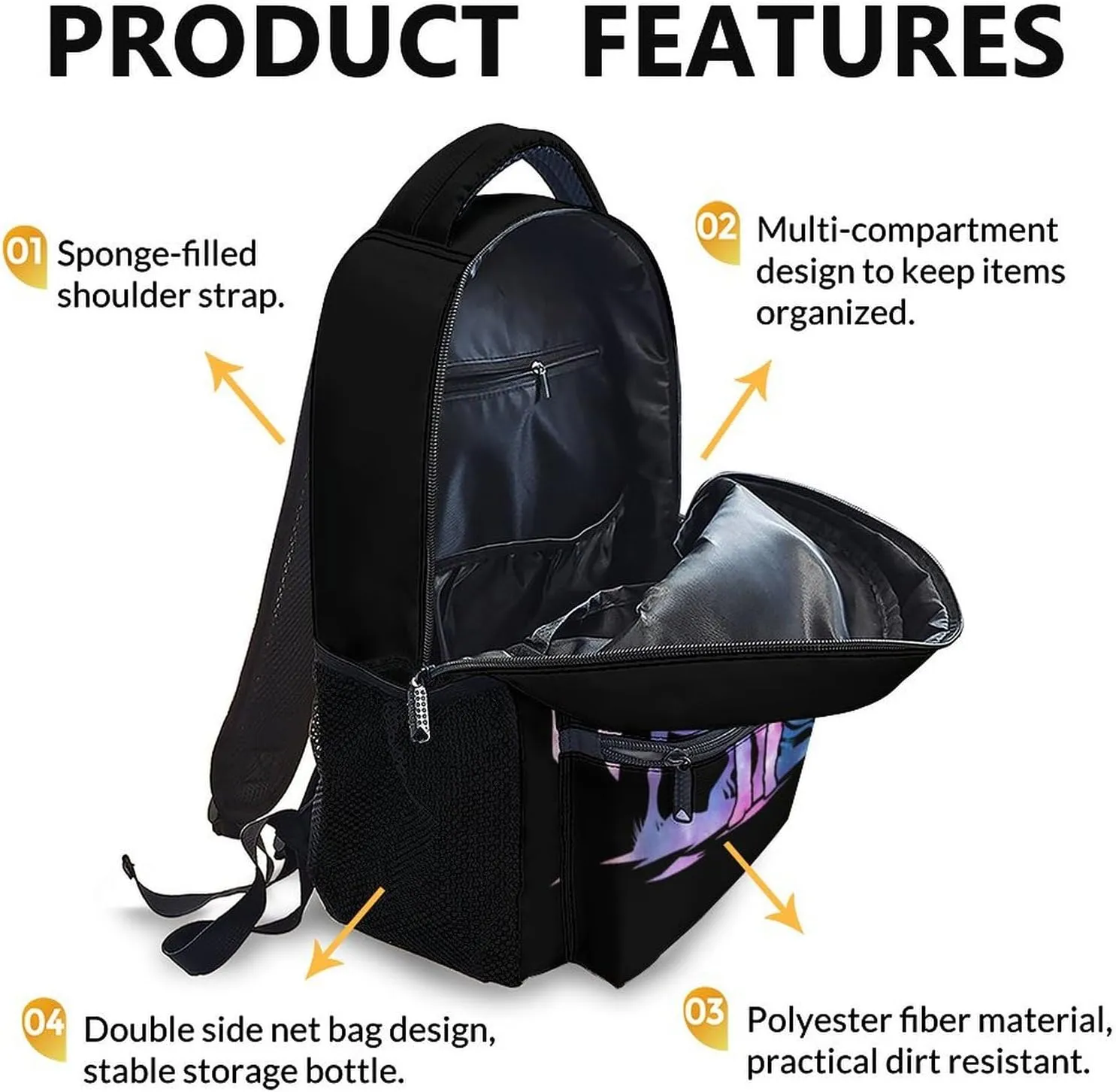 Kids Backpack, Casual Horse Bookbag, 17 Inch Cute Girls Schoolbag for Gift, Large Capacity Bookbag for Preschool Elementary Kindergarten School Travel