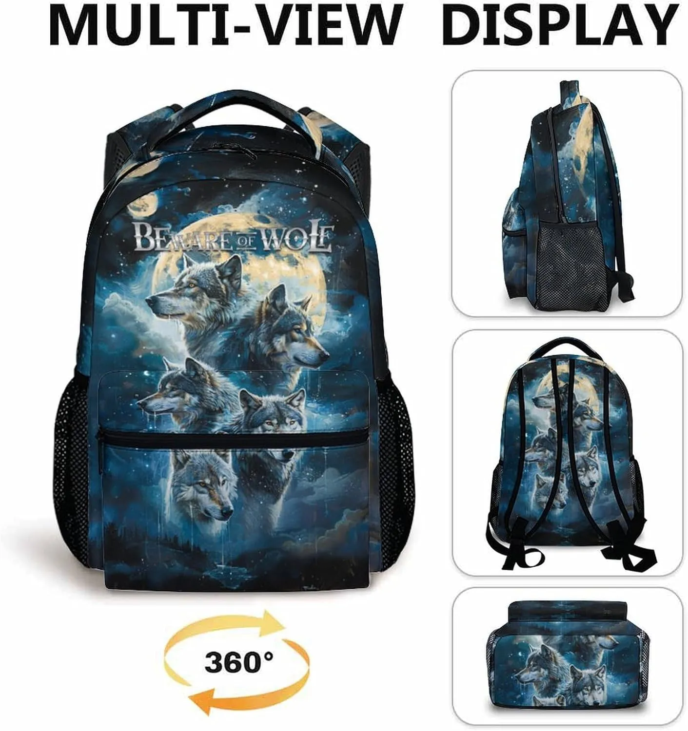 Kids Backpack, Cool Wolf Bookbag for Preschool Elementary Kindergarten, Kids Gift, Leisure Large Capacity Boys Girls Schoolbag for School Travel Hiking