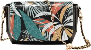 Kigai Hawaiian Palm Leaf Crossbody Bags for Women Retro Cross Body Purse Small PU Leather Shoulder Handbags with Chain Strap